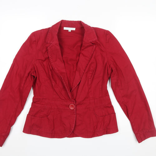 Bravissimo Women’s Red Cotton Blend Fitted Blazer Size 10