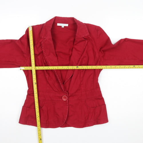 Bravissimo Women’s Red Cotton Blend Fitted Blazer Size 10