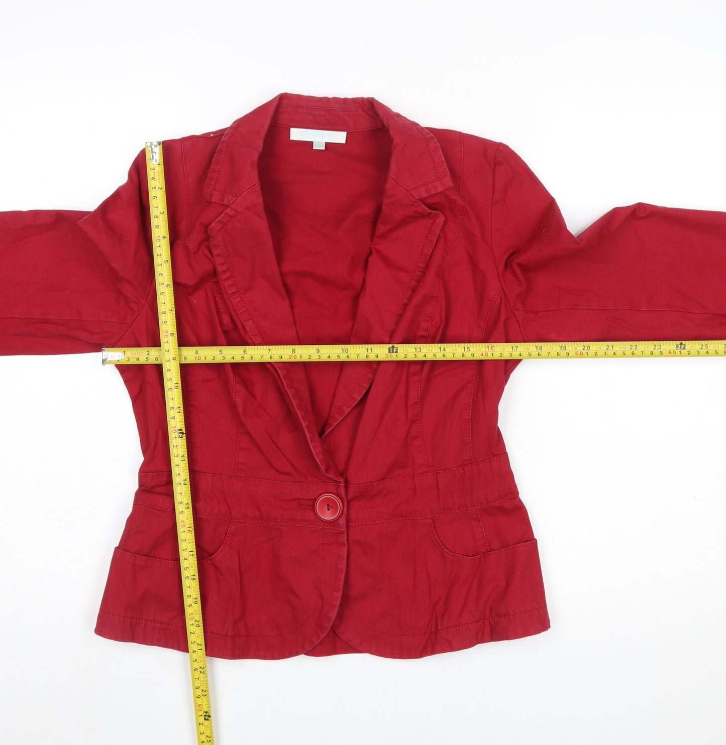 Bravissimo Women’s Red Cotton Blend Fitted Blazer Size 10