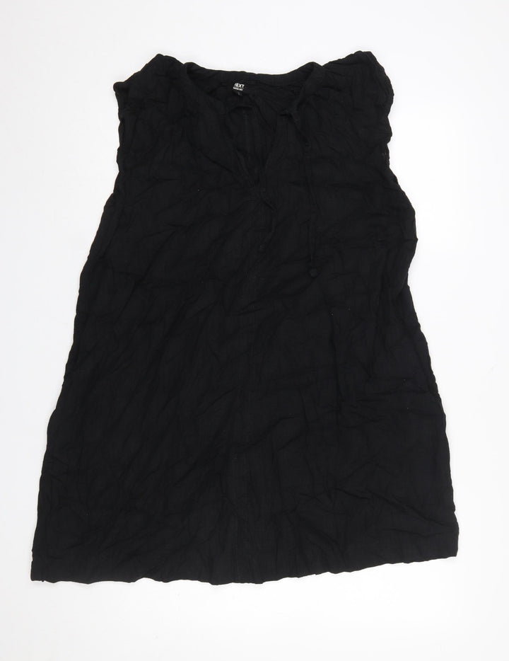 Next Women’s Black Sleeveless Linen Blend Shift Dress Size 14