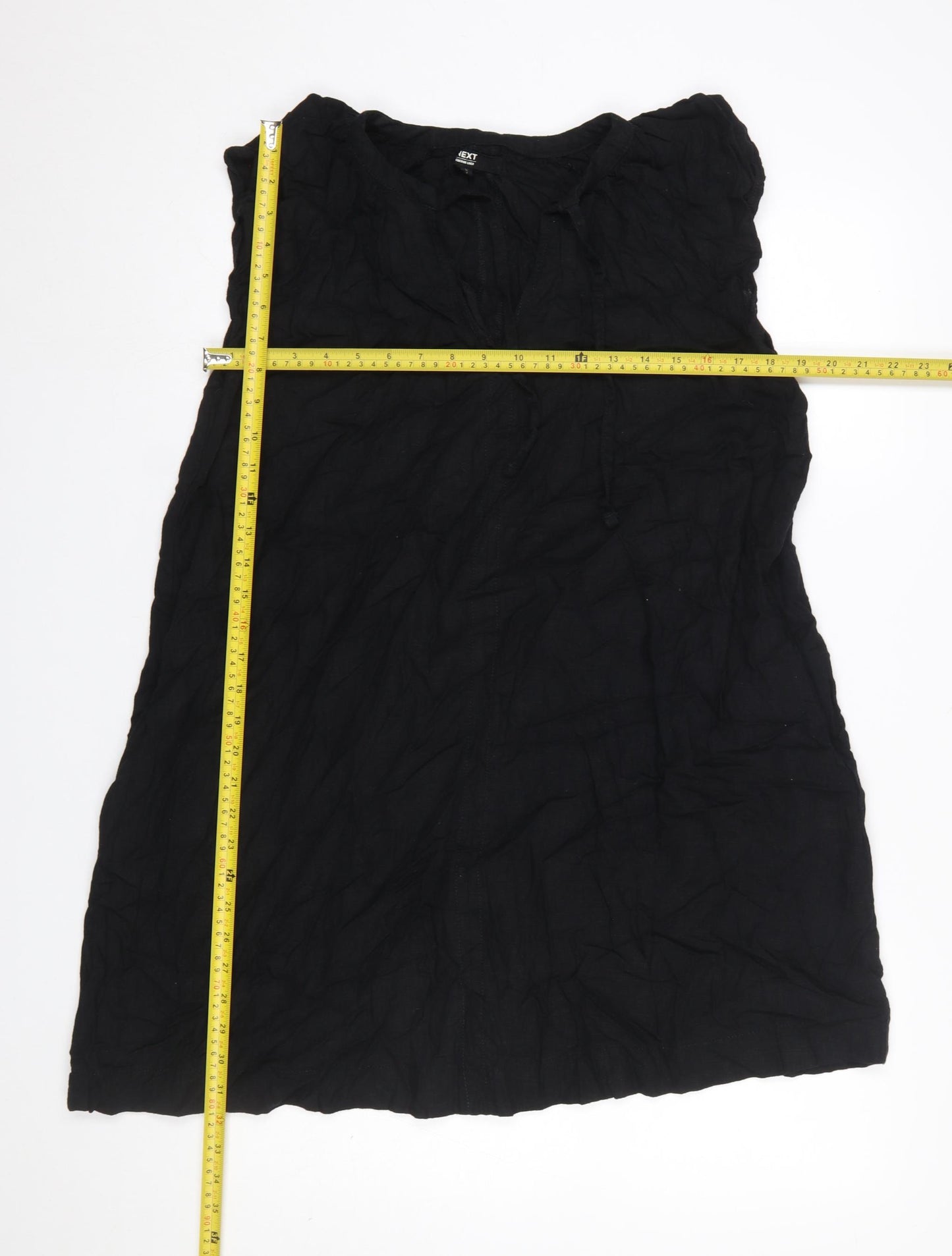 Next Women’s Black Sleeveless Linen Blend Shift Dress Size 14