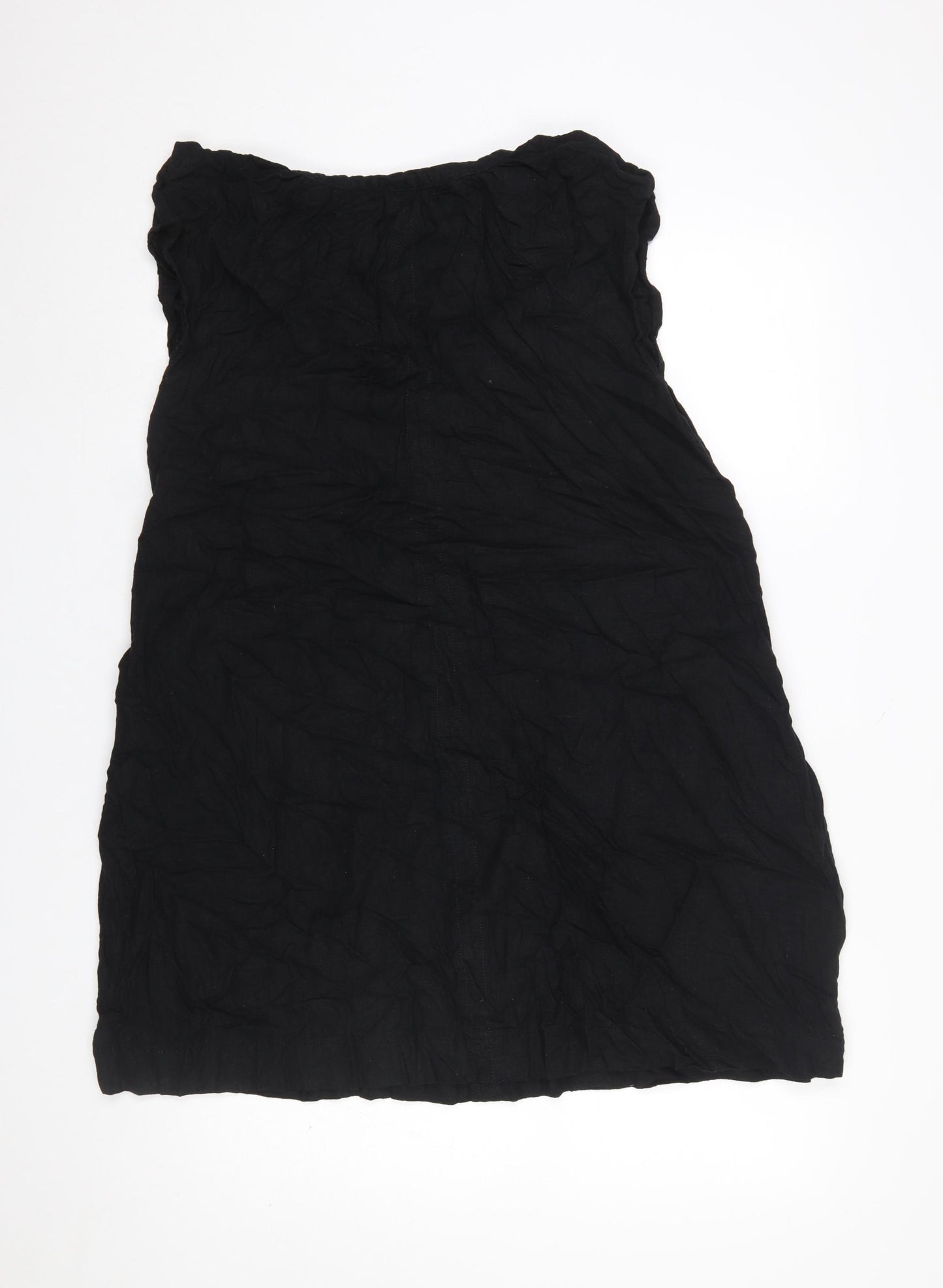 Next Women’s Black Sleeveless Linen Blend Shift Dress Size 14