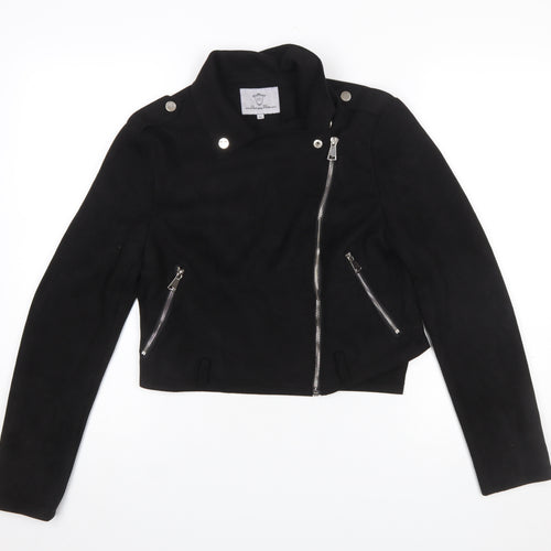 Lucy Wang Women's Black Suede Cropped Biker Jacket L