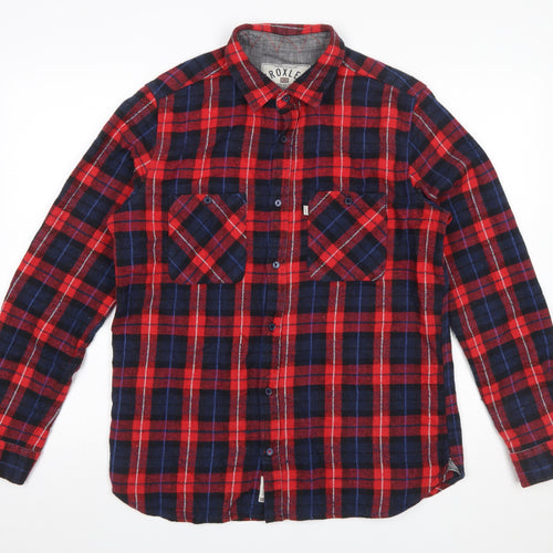 Croxley Men's Red Check Flannel Long Sleeve Button-Up Shirt L