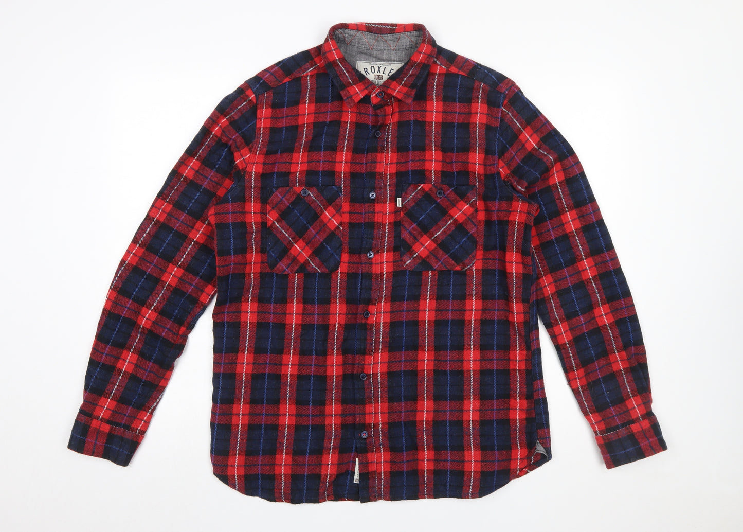 Croxley Men's Red Check Flannel Long Sleeve Button-Up Shirt L