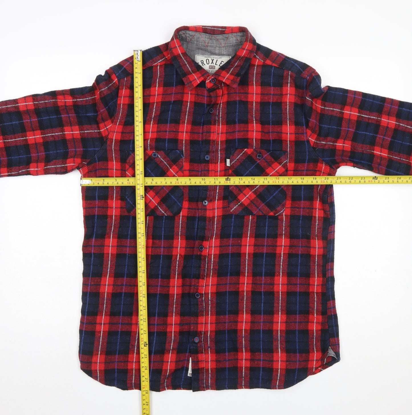 Croxley Men's Red Check Flannel Long Sleeve Button-Up Shirt L