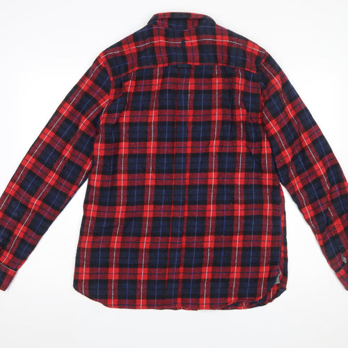 Croxley Men's Red Check Flannel Long Sleeve Button-Up Shirt L
