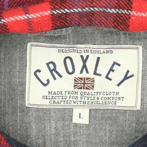 Croxley Men's Red Check Flannel Long Sleeve Button-Up Shirt L