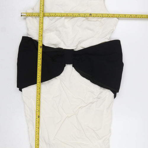Coast Petite Ivory Black Bow Sheath Dress UK 14 Women's Formal