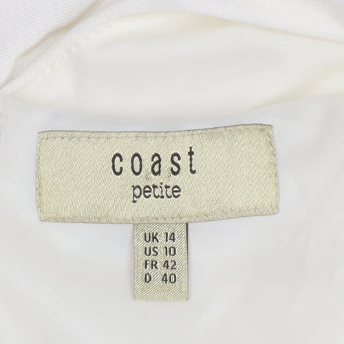 Coast Petite Ivory Black Bow Sheath Dress UK 14 Women's Formal