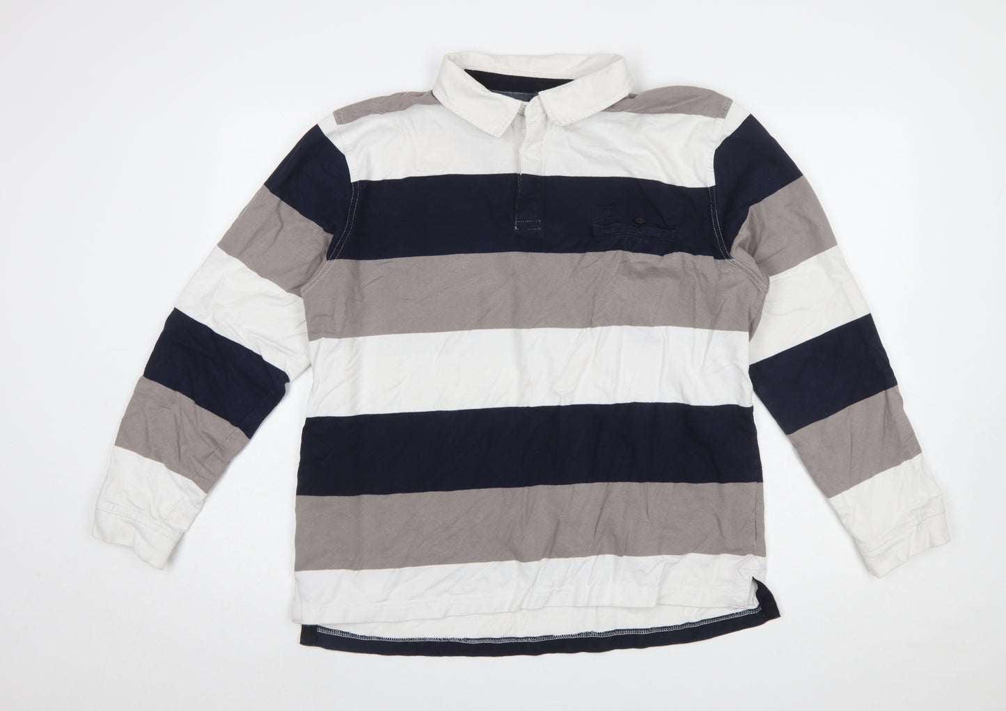 Rivers Men's Multicoloured Striped Long Sleeve Slim Fit Polo XL