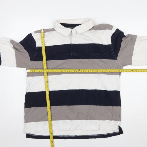 Rivers Men's Multicoloured Striped Long Sleeve Slim Fit Polo XL