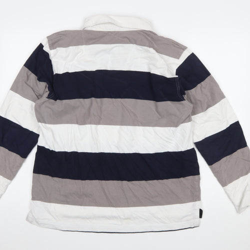 Rivers Men's Multicoloured Striped Long Sleeve Slim Fit Polo XL