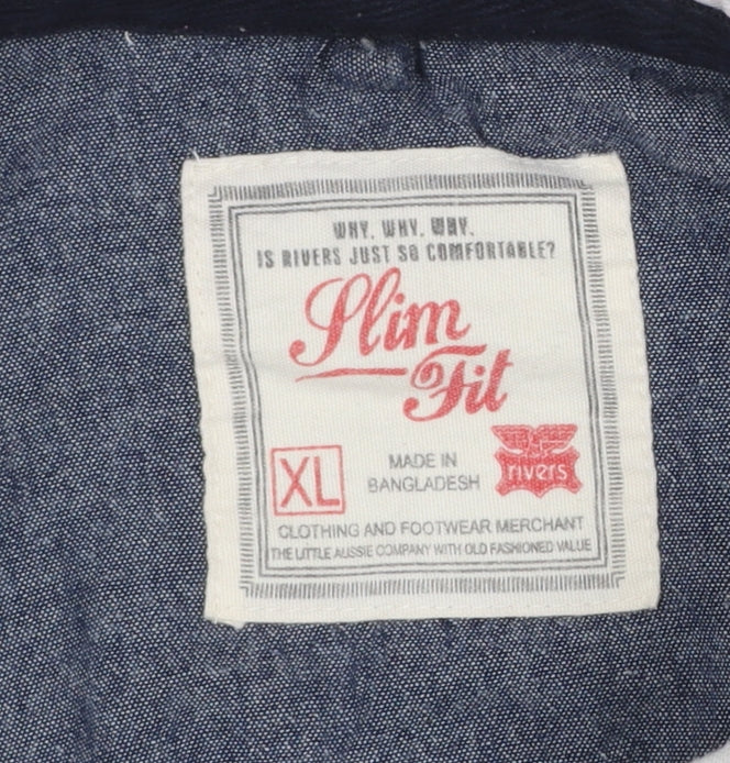 Rivers Men's Multicoloured Striped Long Sleeve Slim Fit Polo XL