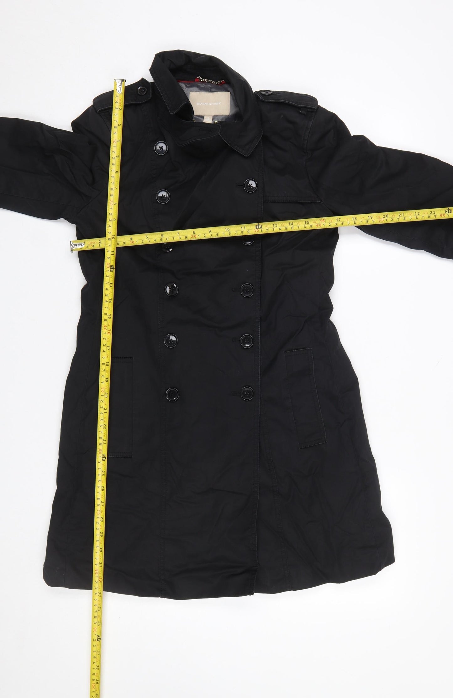 Banana Republic Women's Black Cotton Trench Coat Size S