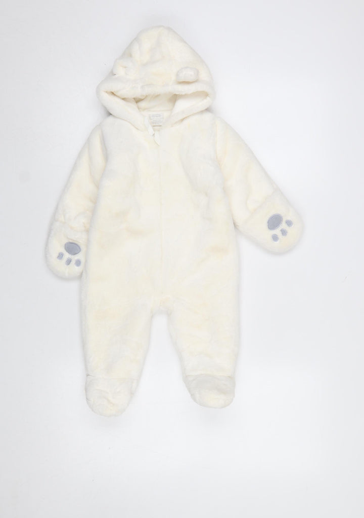 Mamas & Papas Unisex Ivory 6-9 Months Hooded Snowsuit with Padded Lining