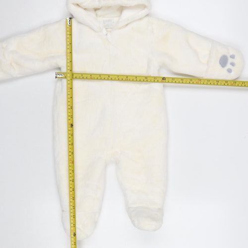 Mamas & Papas Unisex Ivory 6-9 Months Hooded Snowsuit with Padded Lining