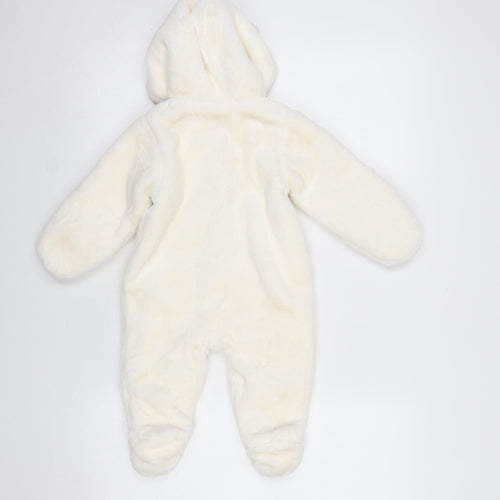 Mamas & Papas Unisex Ivory 6-9 Months Hooded Snowsuit with Padded Lining