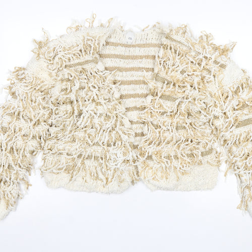 River Island Women’s Beige Chunky Fringe Knit Cardigan Size L