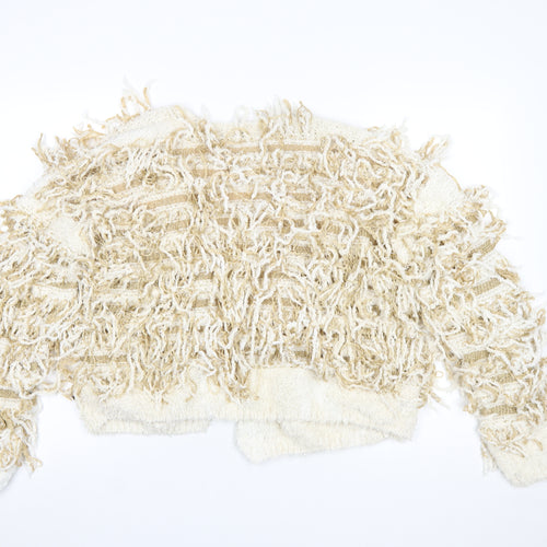 River Island Women’s Beige Chunky Fringe Knit Cardigan Size L