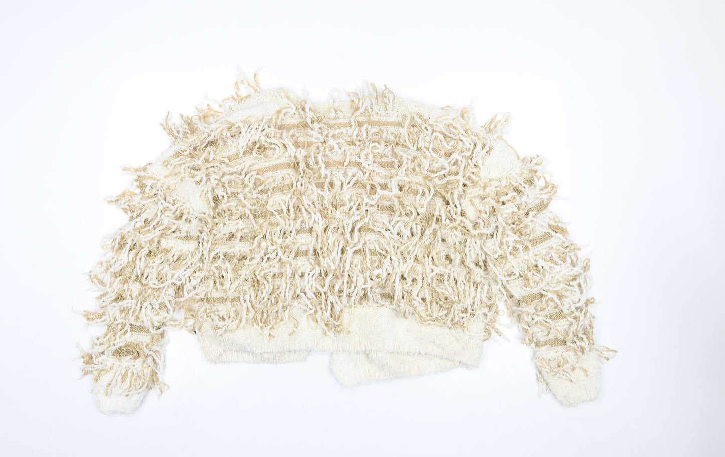 River Island Women’s Beige Chunky Fringe Knit Cardigan Size L