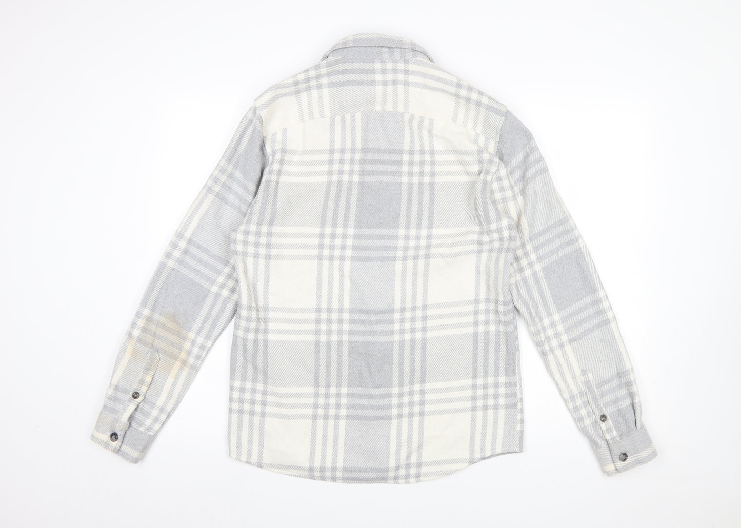 River Island Men’s Grey Plaid Flannel Button-Up Shirt Size S