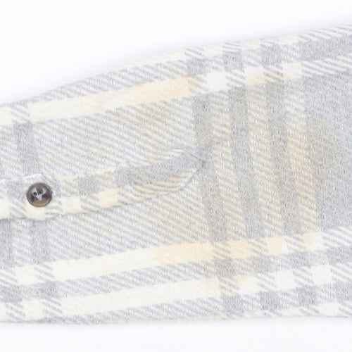 River Island Men’s Grey Plaid Flannel Button-Up Shirt Size S