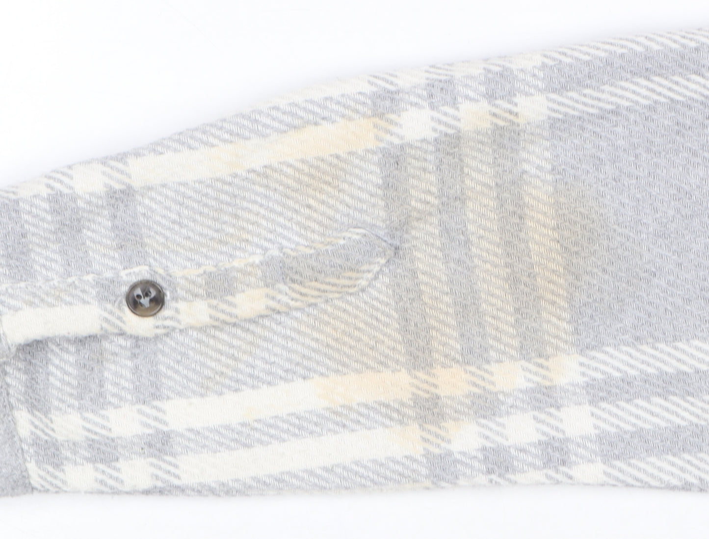 River Island Men’s Grey Plaid Flannel Button-Up Shirt Size S