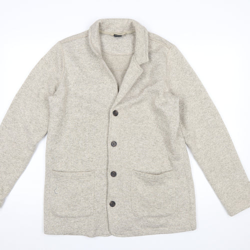Cotton Traders Men’s Beige Collared Button Cardigan M