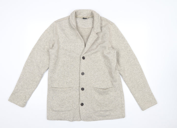 Cotton Traders Men’s Beige Collared Button Cardigan M