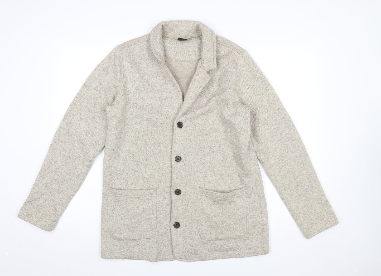 Cotton Traders Men’s Beige Collared Button Cardigan M