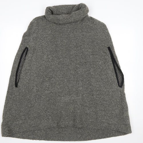 Next Women’s Grey Wool Blend Roll Neck Cape Jumper Size 14
