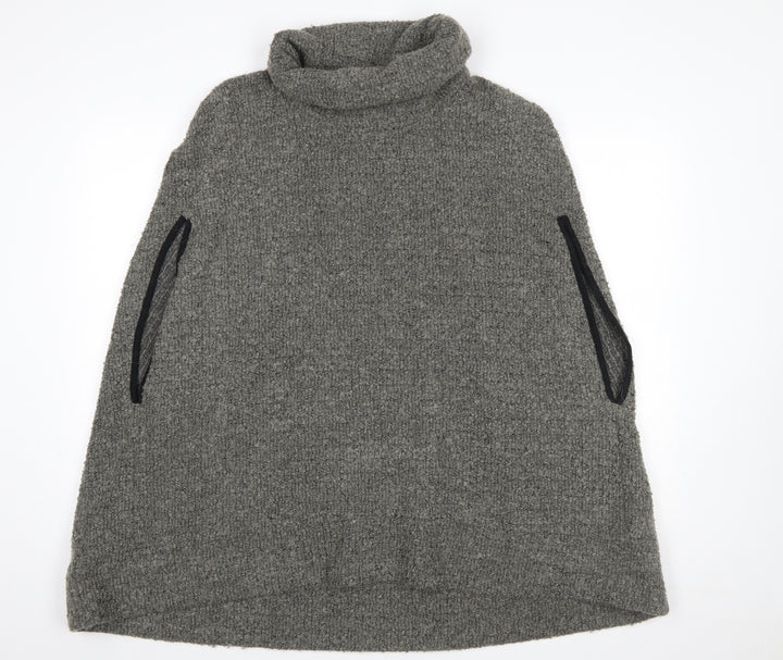 Next Women’s Grey Wool Blend Roll Neck Cape Jumper Size 14