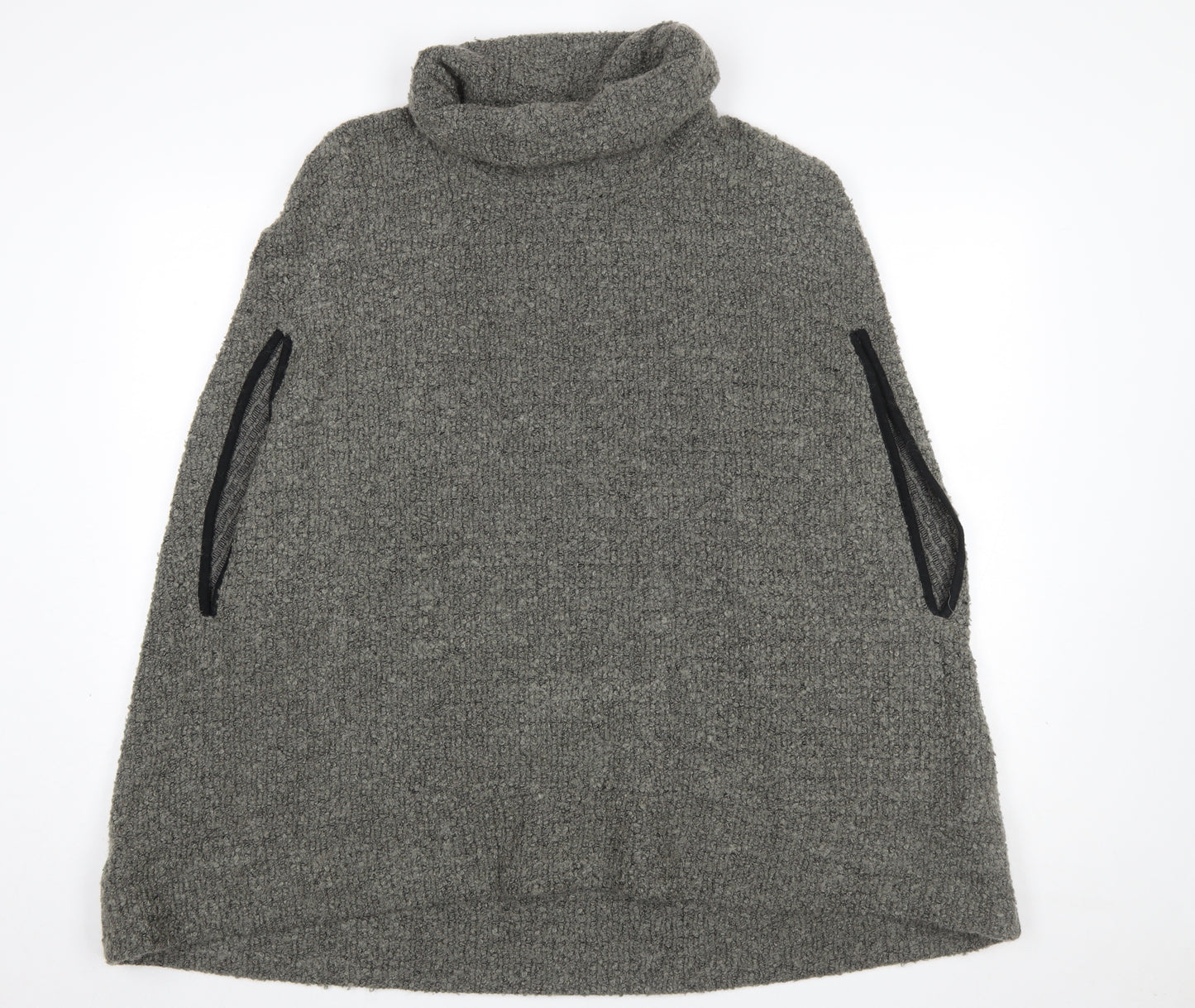 Next Women’s Grey Wool Blend Roll Neck Cape Jumper Size 14