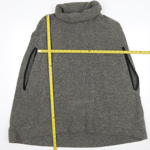 Next Women’s Grey Wool Blend Roll Neck Cape Jumper Size 14