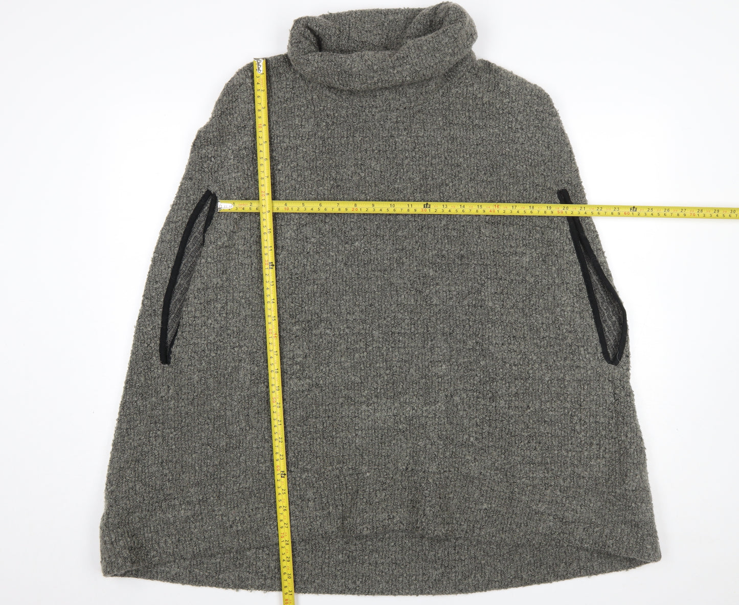 Next Women’s Grey Wool Blend Roll Neck Cape Jumper Size 14