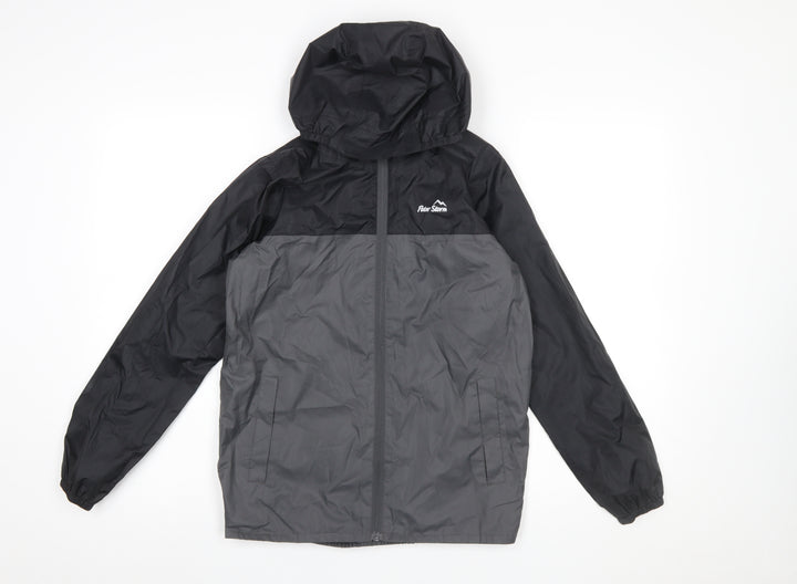 Peter Storm Boys Grey Windbreaker Jacket 11-12 Years Hooded Water Resistant