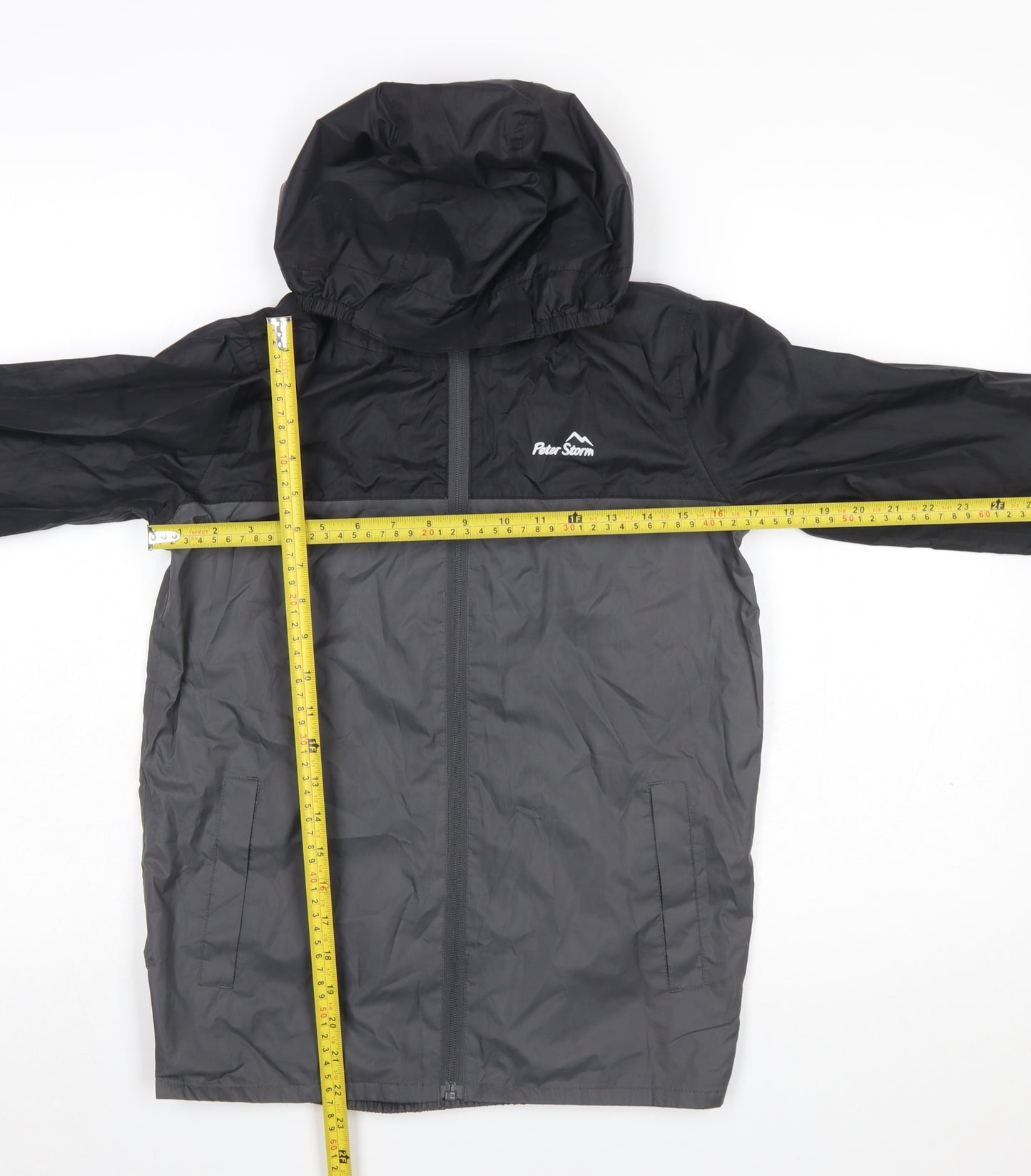 Peter Storm Boys Grey Windbreaker Jacket 11-12 Years Hooded Water Resistant