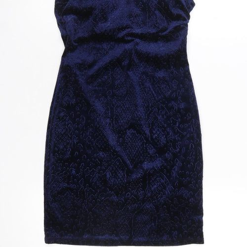 Topshop Women’s Blue Velvet Strapless Bodycon Dress UK 8
