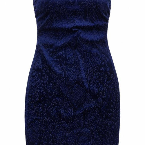 Topshop Women’s Blue Velvet Strapless Bodycon Dress UK 8