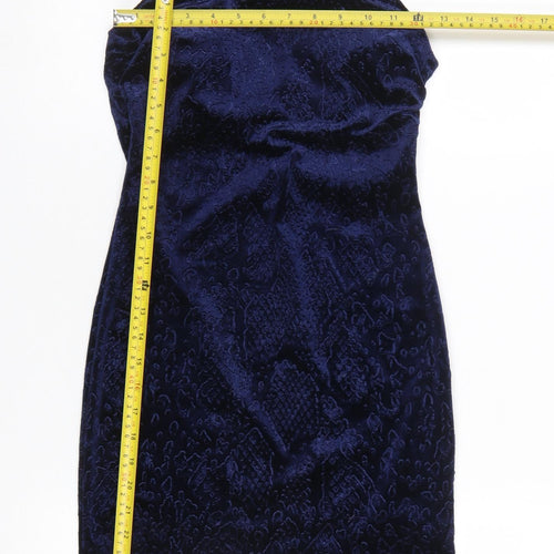 Topshop Women’s Blue Velvet Strapless Bodycon Dress UK 8
