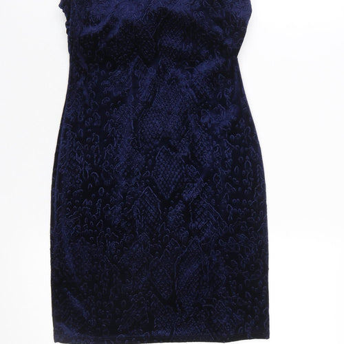 Topshop Women’s Blue Velvet Strapless Bodycon Dress UK 8