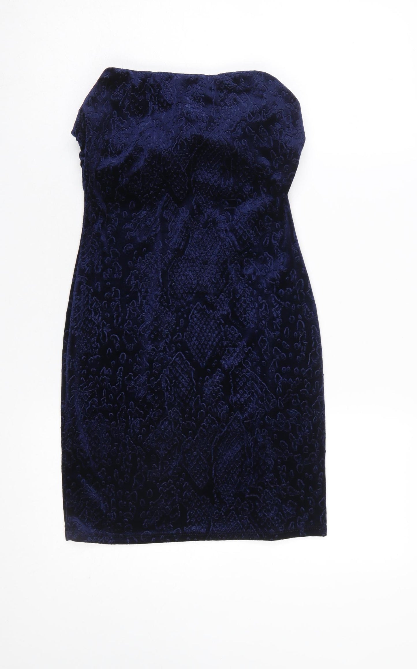 Topshop Women’s Blue Velvet Strapless Bodycon Dress UK 8