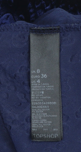 Topshop Women’s Blue Velvet Strapless Bodycon Dress UK 8