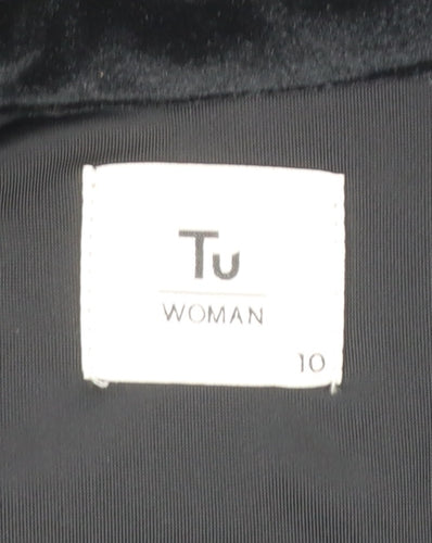 Tu Woman Black Velvet Single Breasted Blazer Size 10