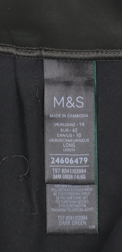 Marks and Spencer Women Black Faux Leather High Rise Leggings Size 14 Long