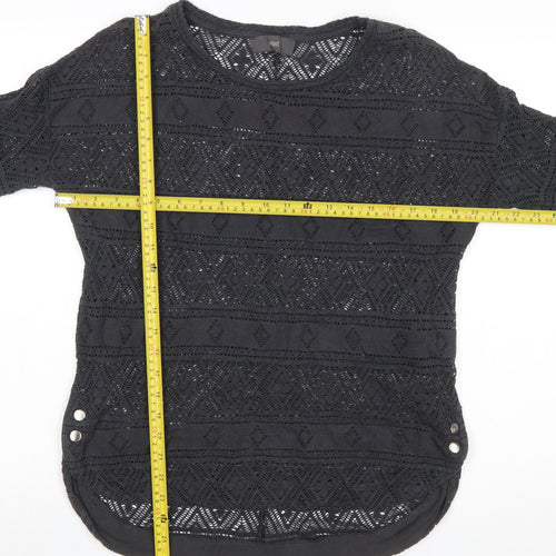 Next Women’s Black Crochet Pullover Jumper Size 10 3/4 Sleeve