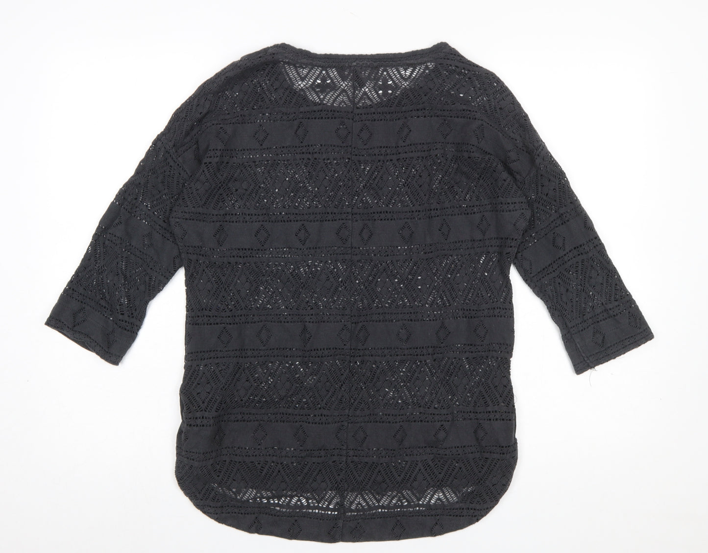 Next Women’s Black Crochet Pullover Jumper Size 10 3/4 Sleeve