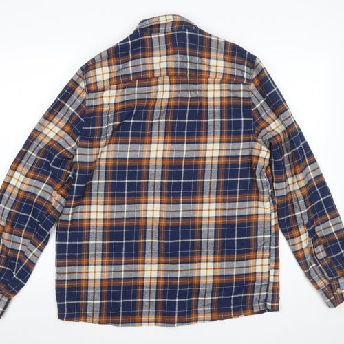 ASOS DESIGN Men's Blue Check Flannel Button-Up Shirt M Regular Fit