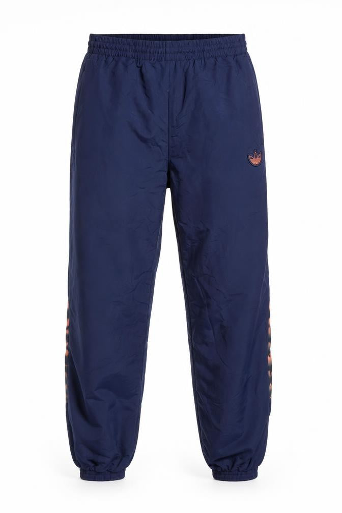 Front view of Adidas Men Blue Jogger Trousers S Lightweight Nylon Logo Pants